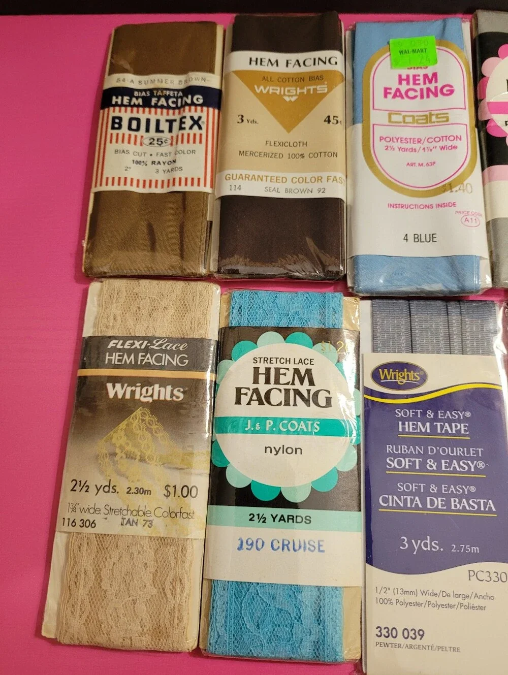 Vintage Hem Facing & Hem Tape Assortment 8 Packs (1239)